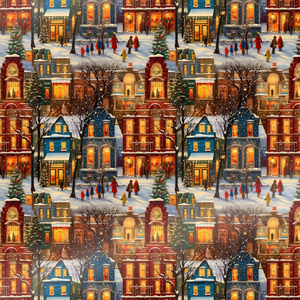 Snowy Winter Town Wrapping Paper Rolls | Nostalgic Vintage Christmas Gift Wrap