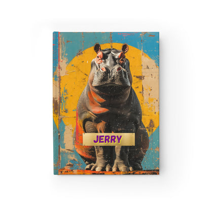 Personalized Name Hippo Journal | Funny Heads & Tails Hardcover Notebook | Hippo Lover Gift