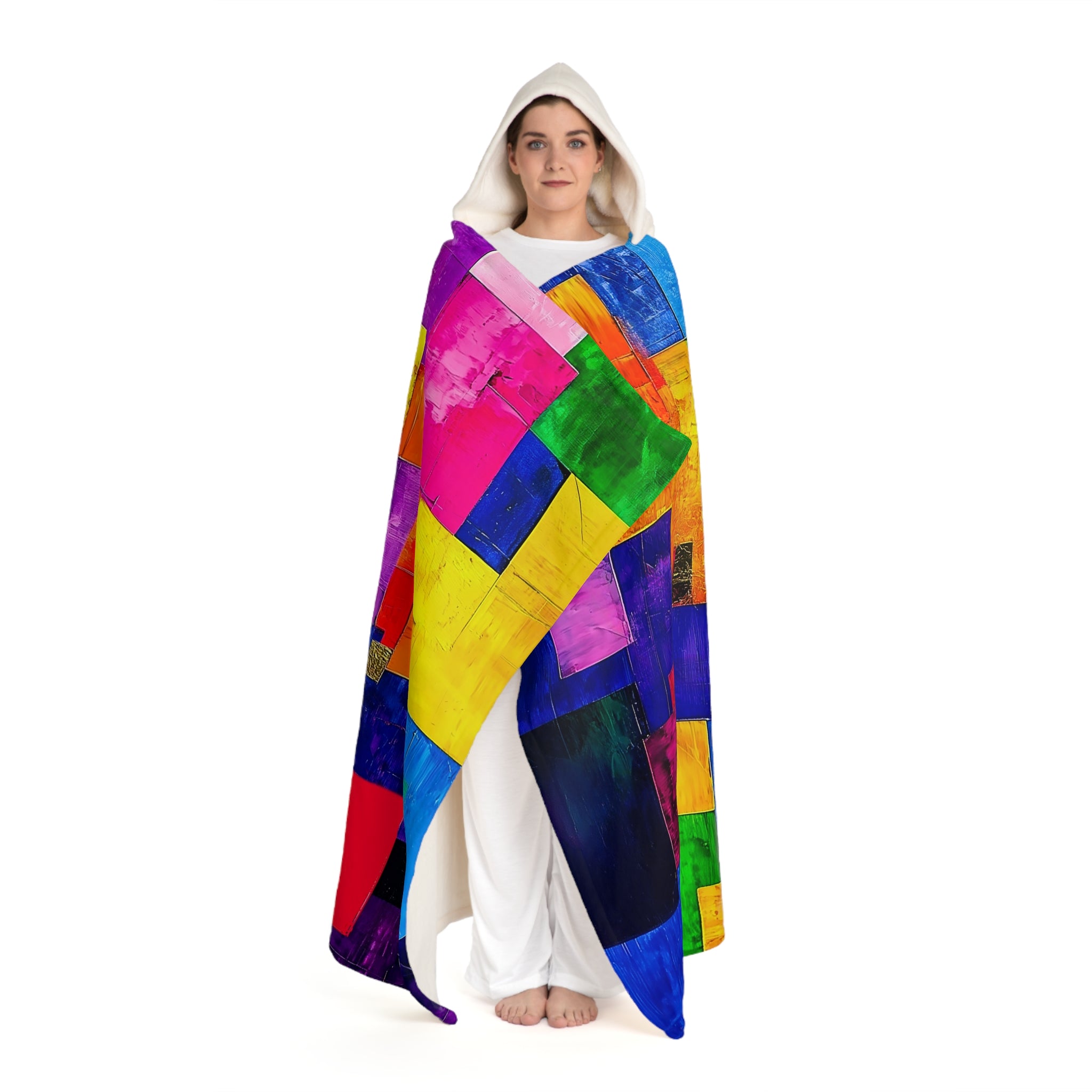 Hooded Sherpa Blanket | Abstract Colorful Design