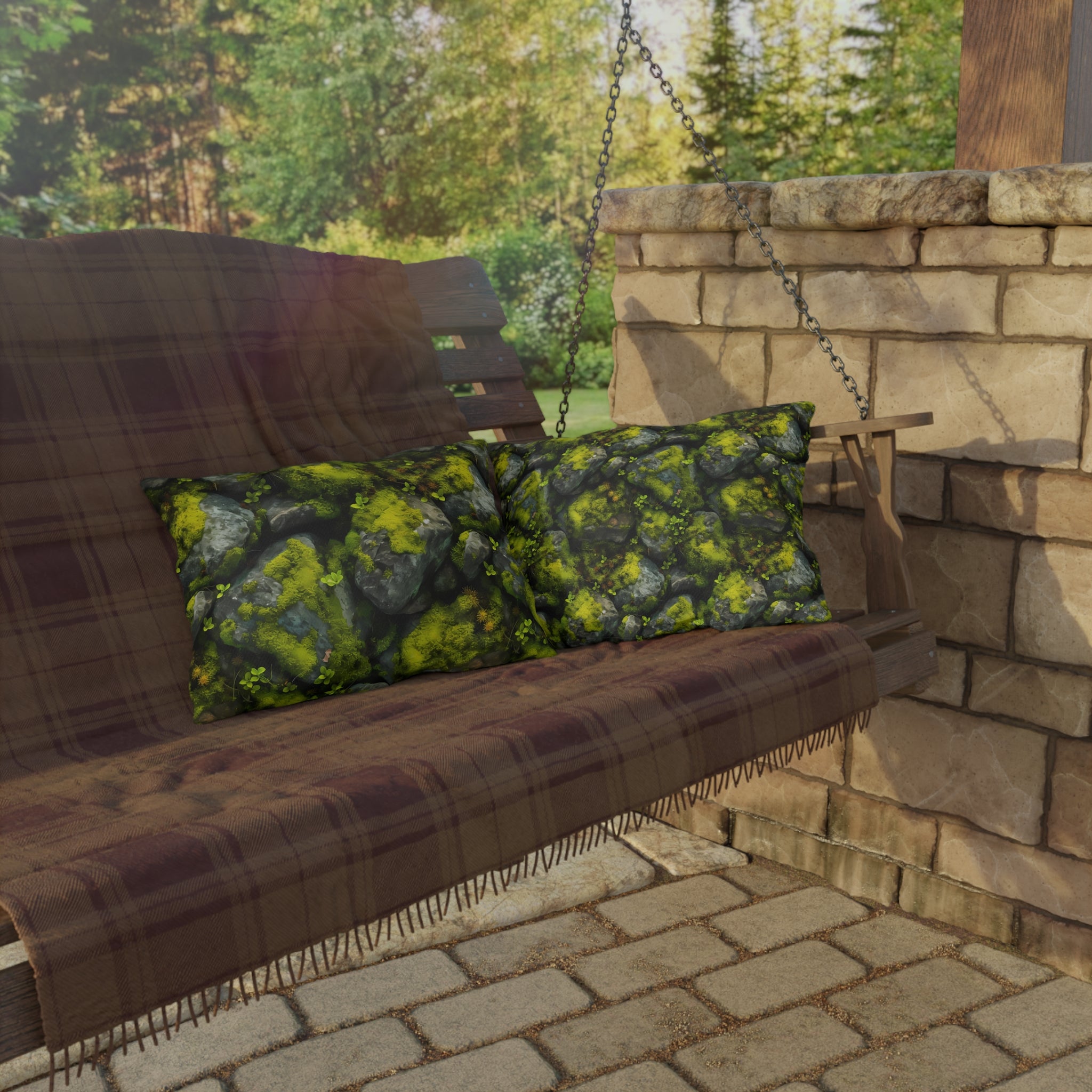 Outdoor Pillow | Moss Covered Rocks Throw Pillow