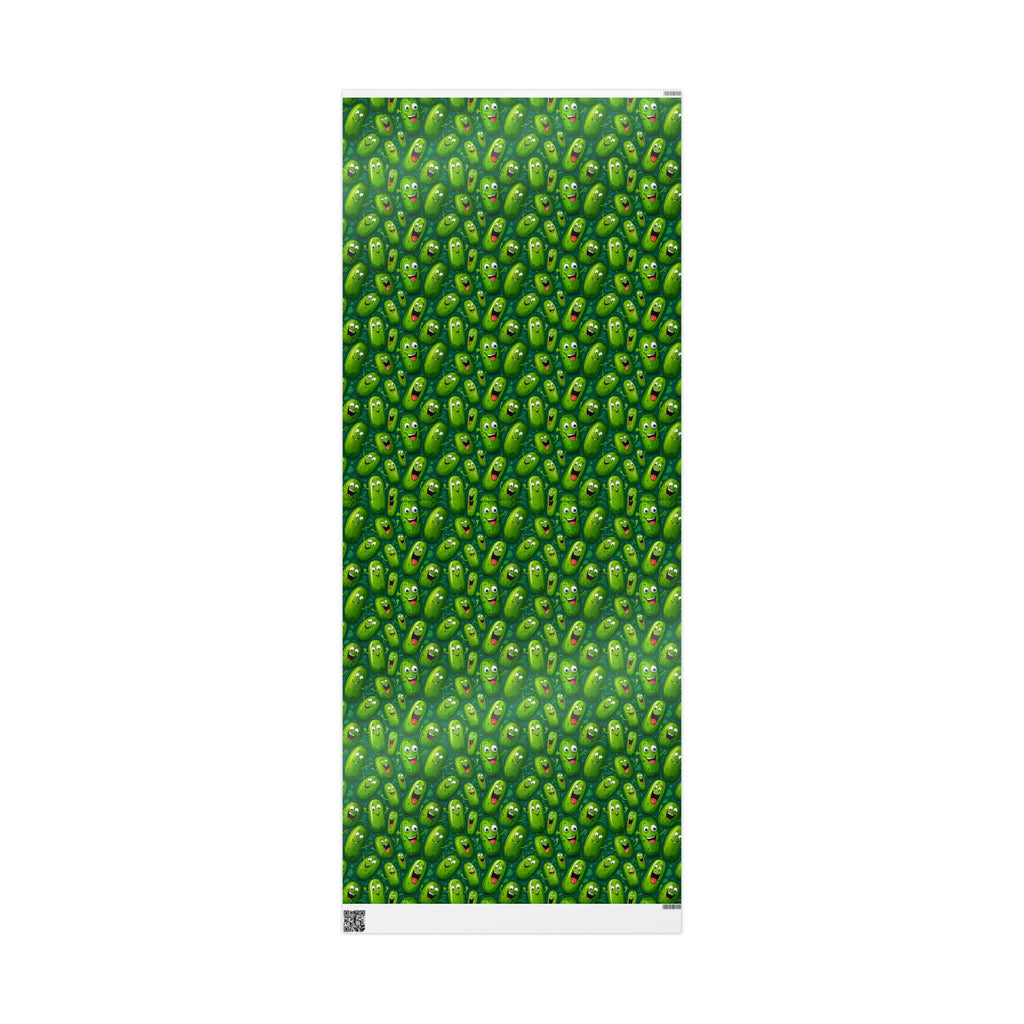 Cartoon Pickle Wrapping Paper: Quirky Green Gift Wrap
