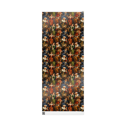 Renaissance Painting Carolers Wrapping Paper | Vintage Nostalgic Christmas Gift Wrap