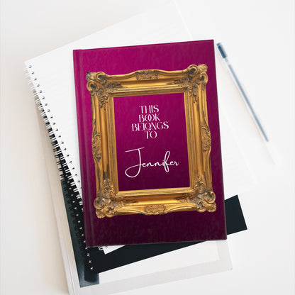 Custom Name Hardcover Journal-Pink & Gold Frame Luxury Personalized Notebook