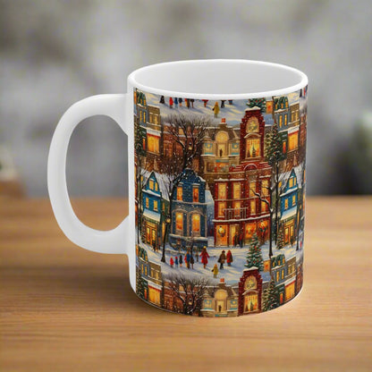 Coffee Mug | Vintage Victorian Christmas | Winter Village Scene from The Curated Goose