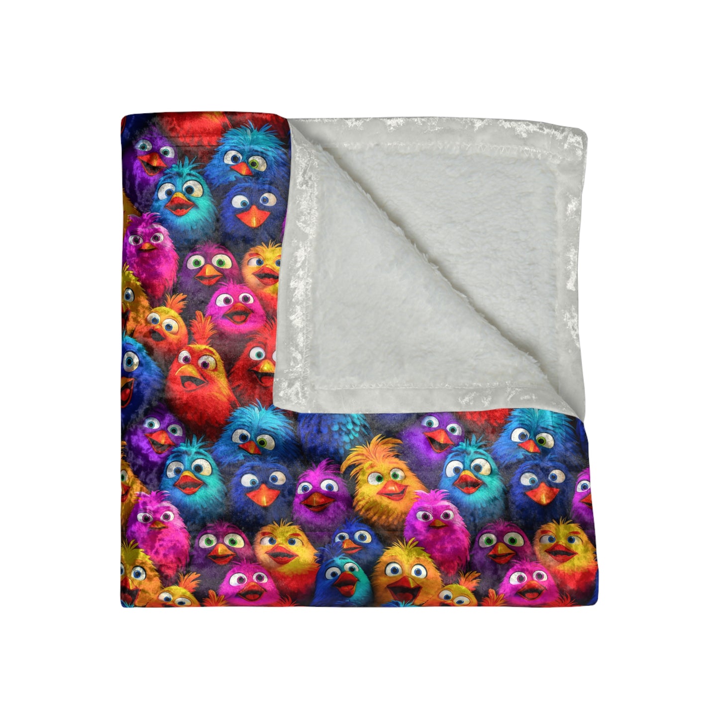 Crushed Velvet Blanket | Silly Colorful Birds