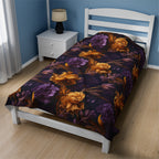 Dark & Moody Floral Velveteen Plush Blanket – Cozy Elegance for Fireside or Décor