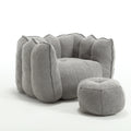 Soft Chenille Bean Bag Chair with High Resilient Foam for Living Room and Bedroom, Comfortable Square Lazy Sofa with Footstool for Adults