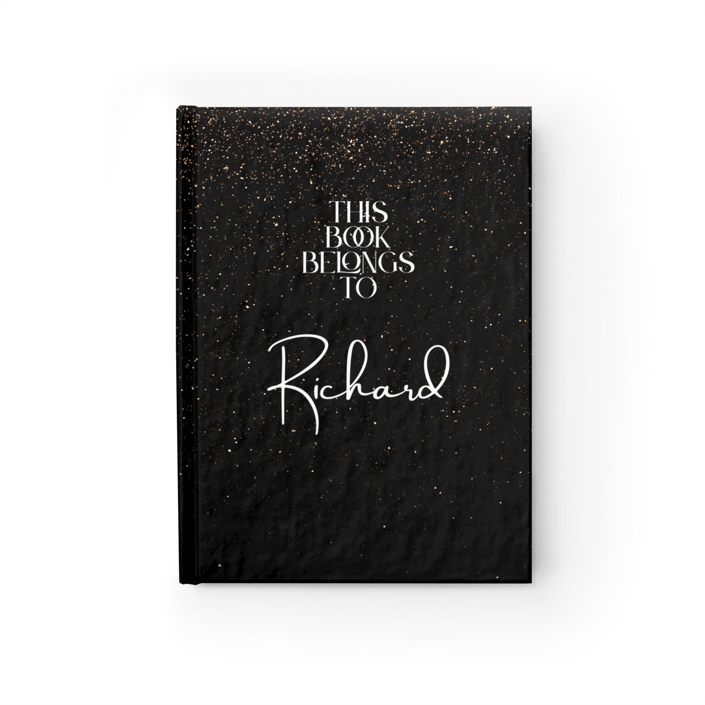 Custom Name Hardcover Journal – Black Sparkle Personalized Notebook