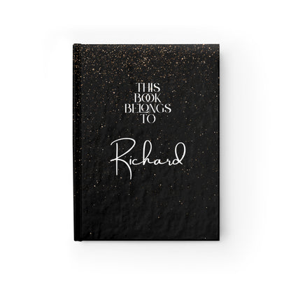 Custom Name Hardcover Journal – Black Sparkle Personalized Notebook