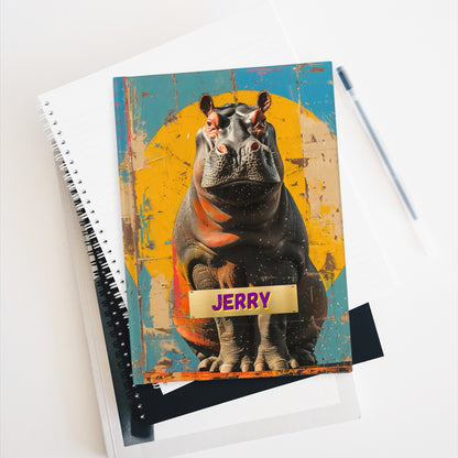 Personalized Name Hippo Journal | Funny Heads & Tails Hardcover Notebook | Hippo Lover Gift