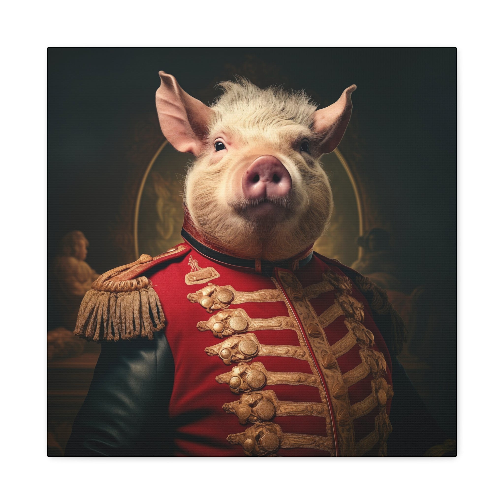 Victorian Pig Soldier "General Sow" Gallery Wrap Canvas