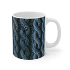 Coffee Mug | Blue Cable Knit Pattern Mug from The Curated Goose