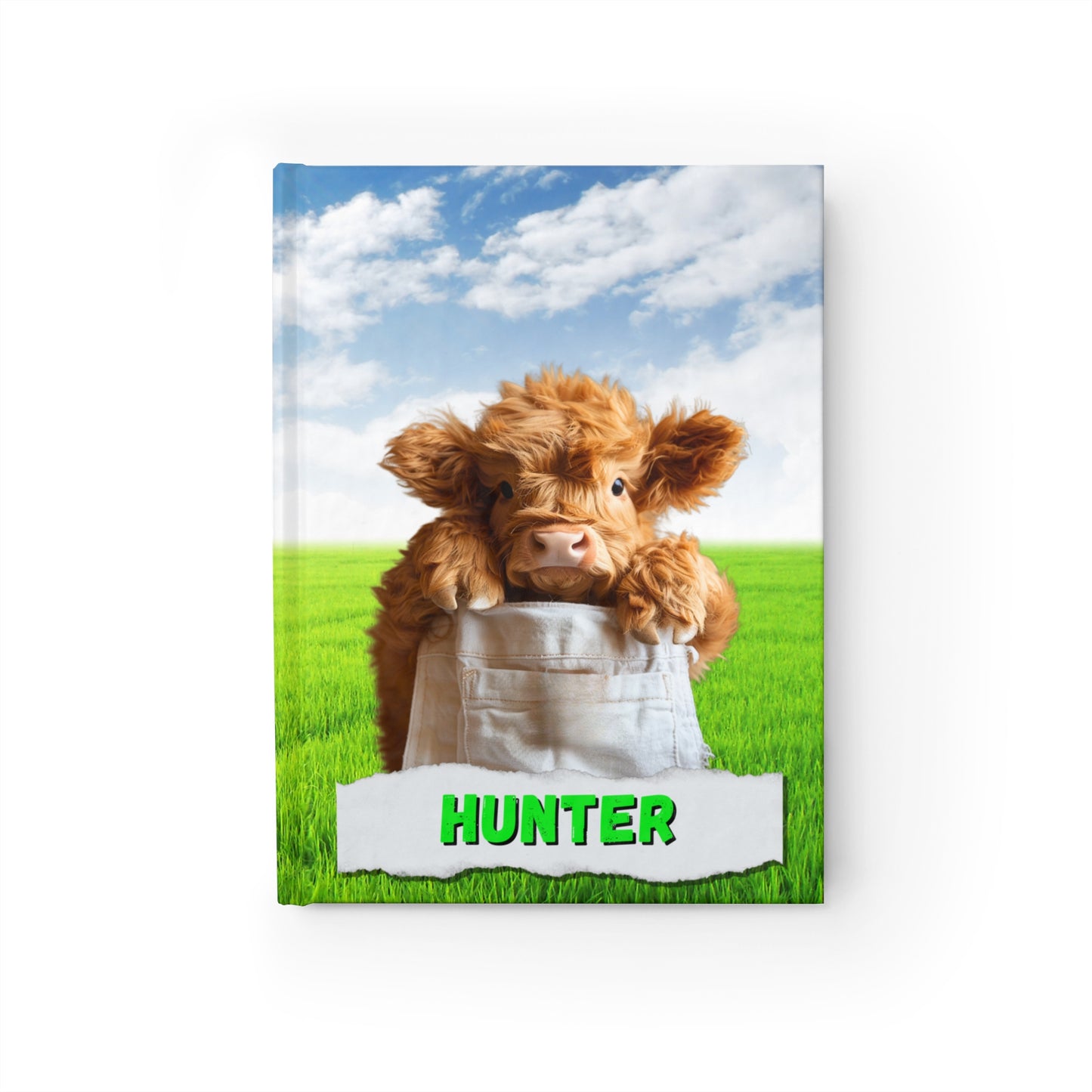 Custom Name Journal with Cute Cow | Personalized Funny Hardcover Cow Notebook | Cow Lover Gift