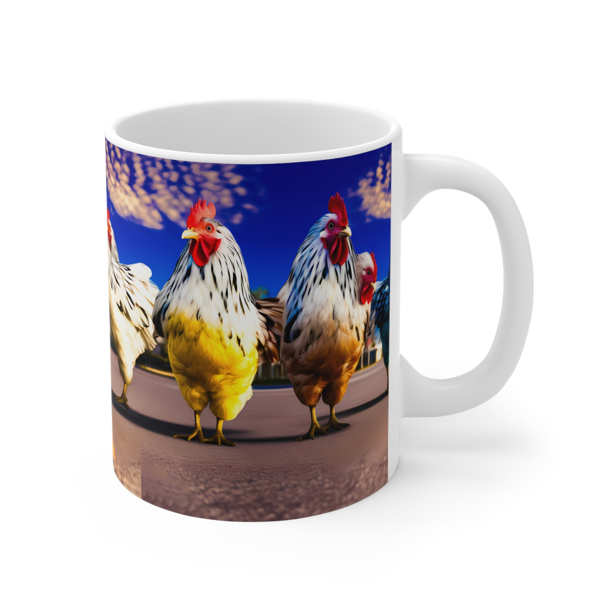 Coffee Mug | Chickens Crossed the Road | Silly Chicken Art | Funny Coffee Mugs from The Curated Goose