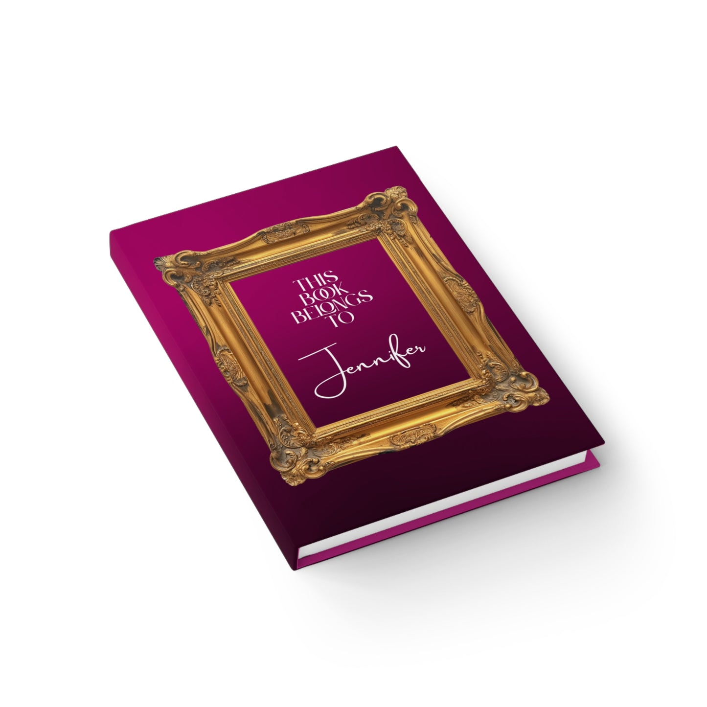 Custom Name Hardcover Journal-Pink & Gold Frame Luxury Personalized Notebook