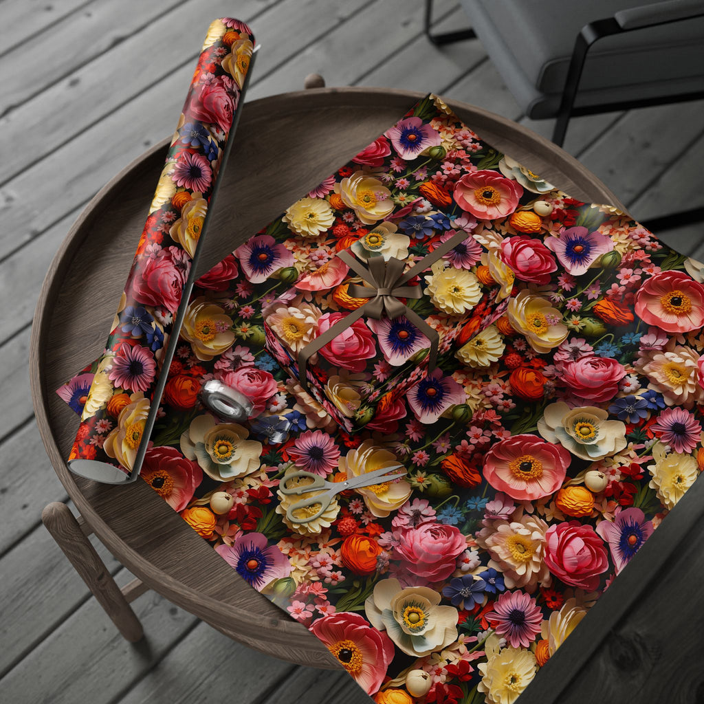 Colorful Floral Wrapping Paper: Thick Fine Art Gift Wrap