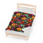 Velveteen Plush Blanket | Vintage Boho Floral Throw Blanket