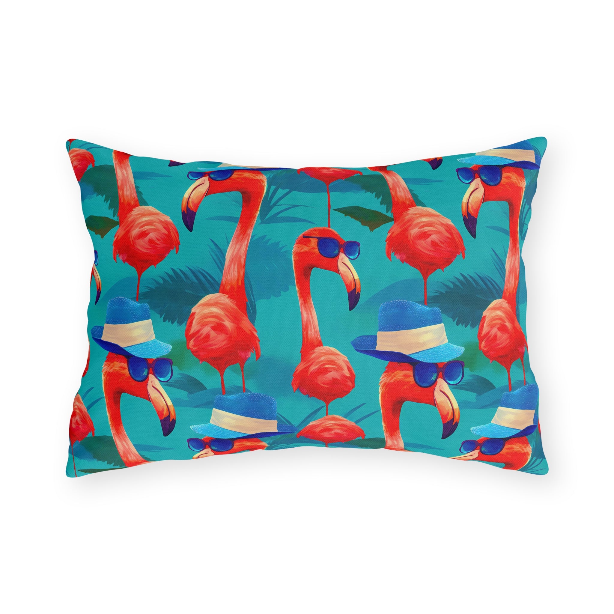Durable Outdoor Pillow | Funny Pink Flamingos Throw Pillow from The Curated Goose