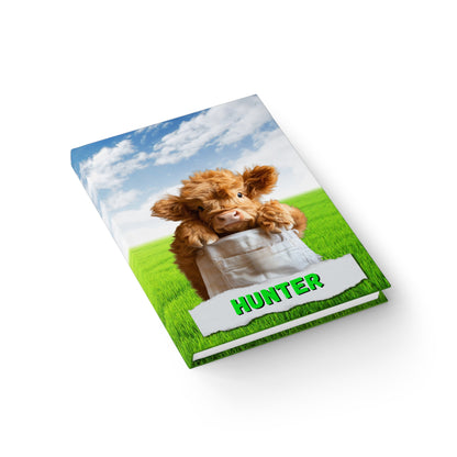 Custom Name Journal with Cute Cow | Personalized Funny Hardcover Cow Notebook | Cow Lover Gift