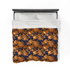 Velveteen Plush Blanket | Gold & Navy Flowers | Baroque Floral Throw Blanket from The Curated Goose