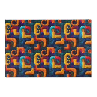 Abstract Colorful Playroom Rug – Modern Kids Rug – Washable, Safe & Fun Design in 5 Sizes