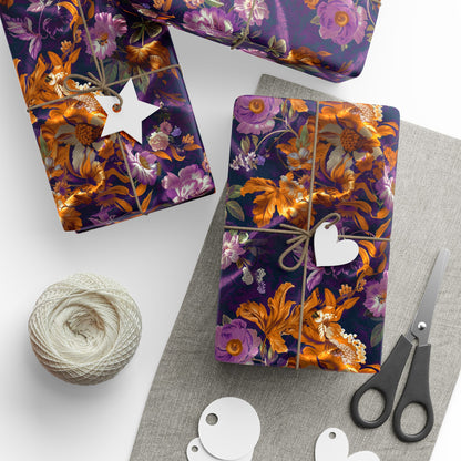 Draped in Elegance Wrapping Paper Rolls – Luxurious Purple & Gold for All Occasions