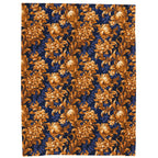 Velveteen Plush Blanket | Gold & Navy Flowers | Baroque Floral Throw Blanket from The Curated Goose