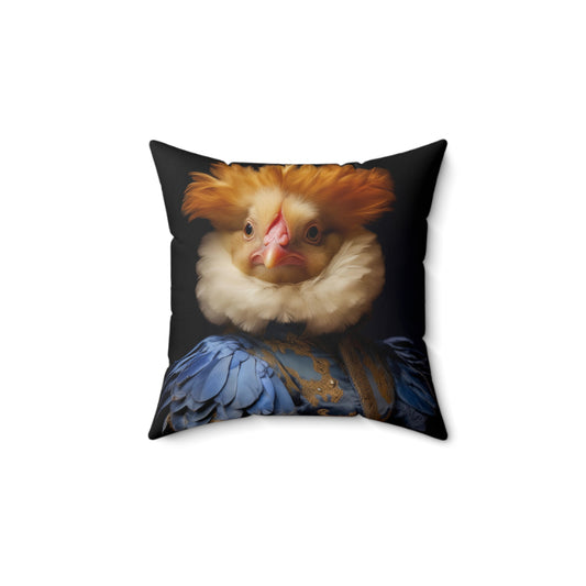 Pillow Funny Victorian Chicken Portrait Faux Suede