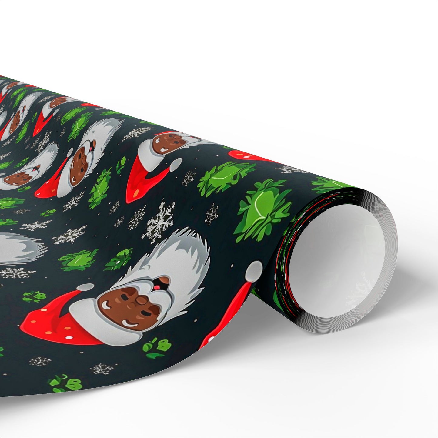 Black Santa Claus Wrapping Paper Rolls