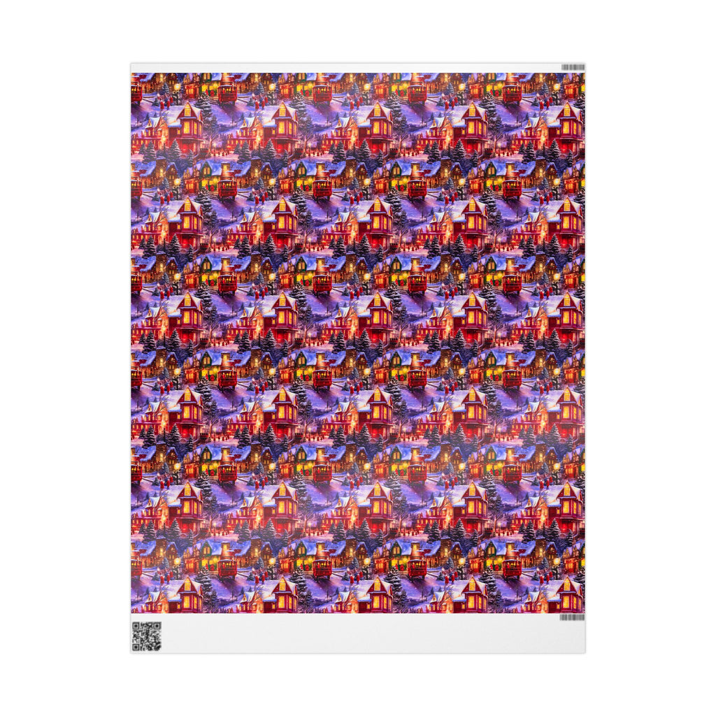 Snowy Winter Village Wrapping Paper Rolls – Nostalgic Holiday Charm with Horse Carriage Delight