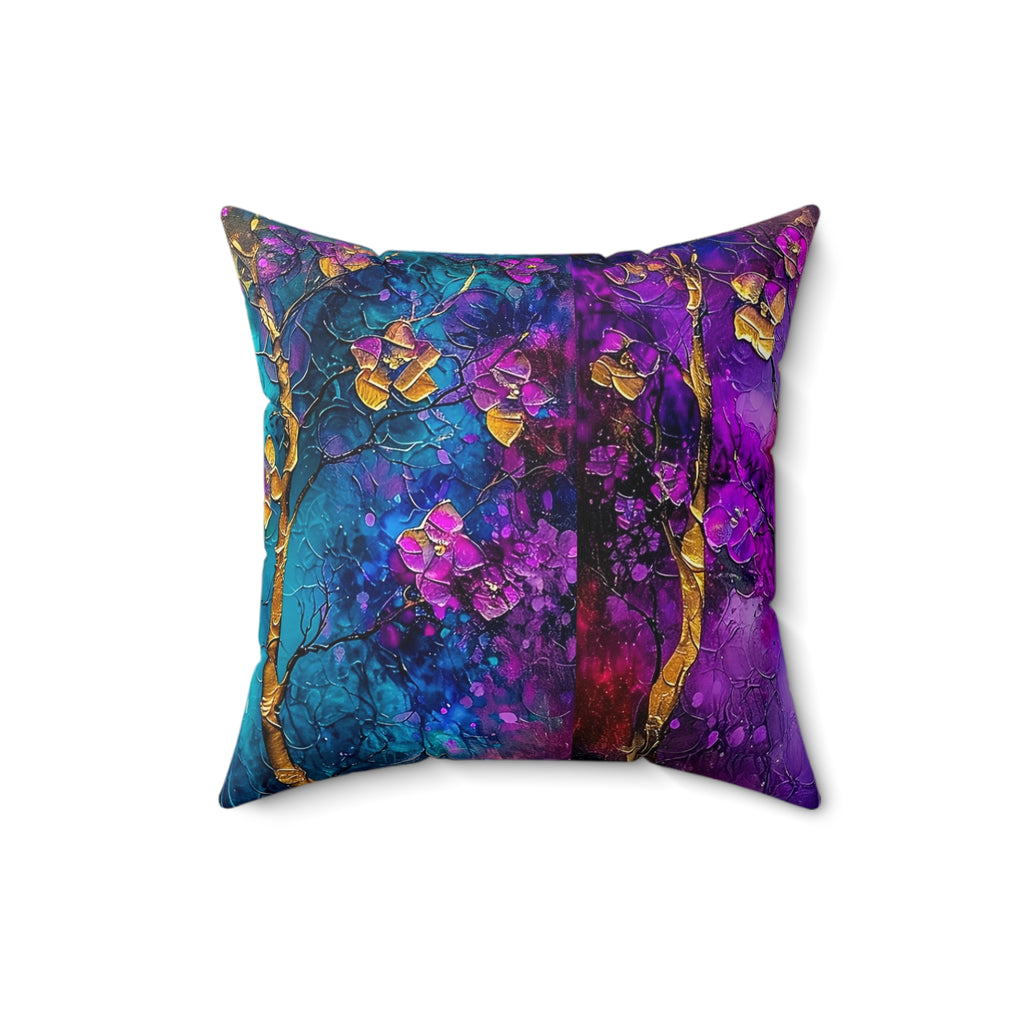 Faux Suede Square Pillow | Colorful Abstract Throw Pillow