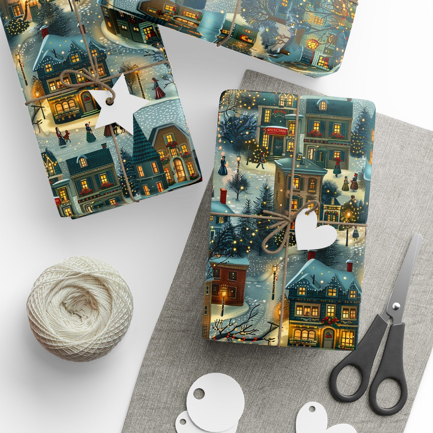 Victorian Holiday Small Town Christmas Wrapping Paper