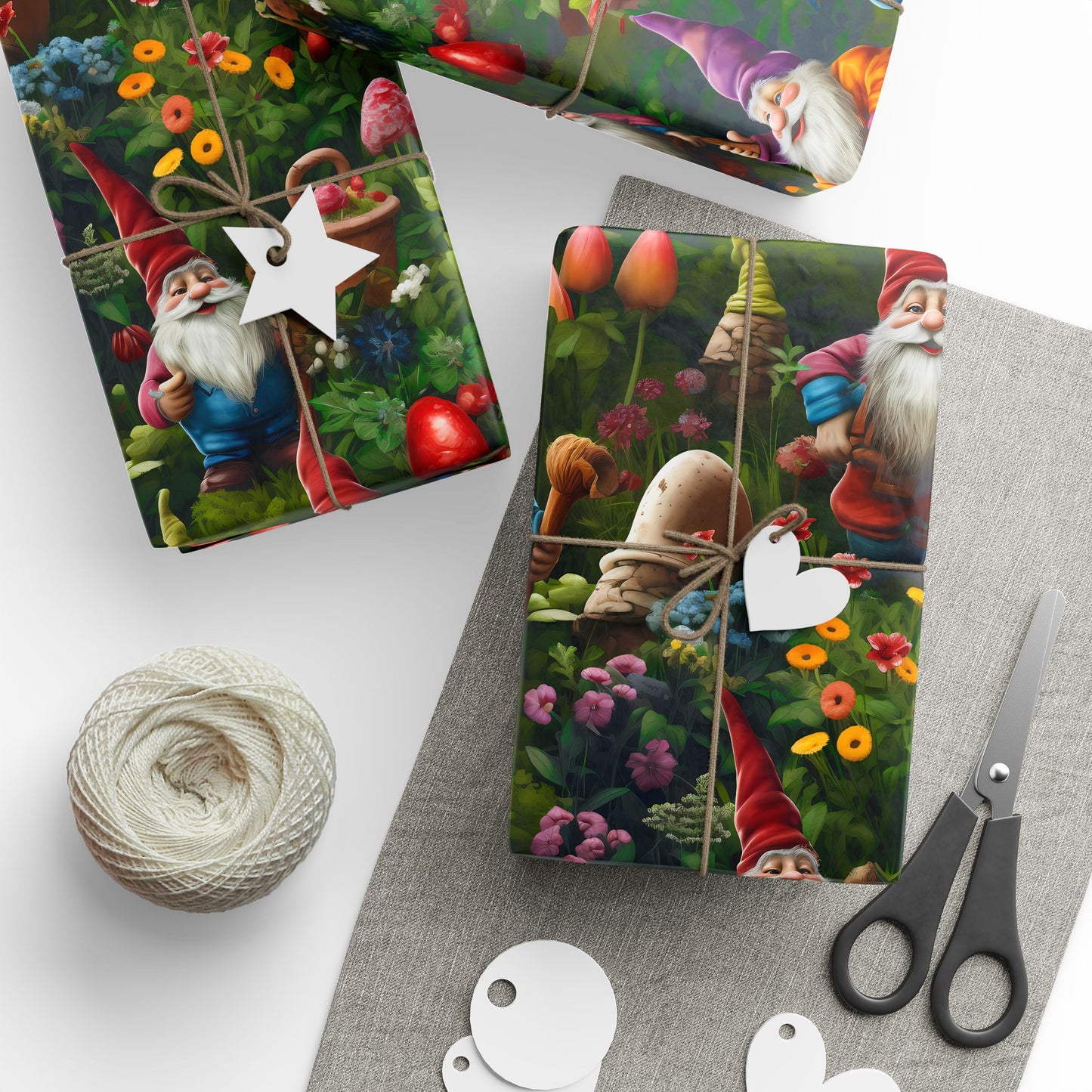 Garden Gnome Gift Wrapping Paper Rolls - Gnome Holiday Gift Wrap