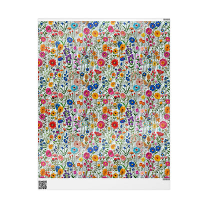 Faux Embroidered Wildflower Wrapping Paper—Elegant Cottagecore Gift Wrap for Weddings, Birthdays, and Special Occasions