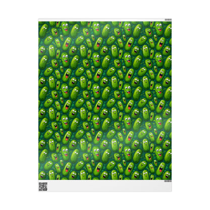 Pickle Power! Fun & Quirky Green Cartoon Pickle Wrapping Paper Rolls – Perfect for Any Occasion!