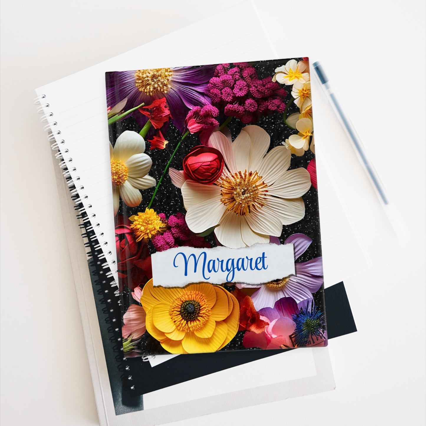 Personalized Name Flower Journal | Custom Floral Notebook | Unique Gift for Her
