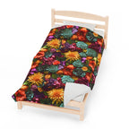Velveteen Plush Blanket | Vintage Boho Floral Blanket / Super Soft Spring Flowers Throw Blanket from The Curated Goose