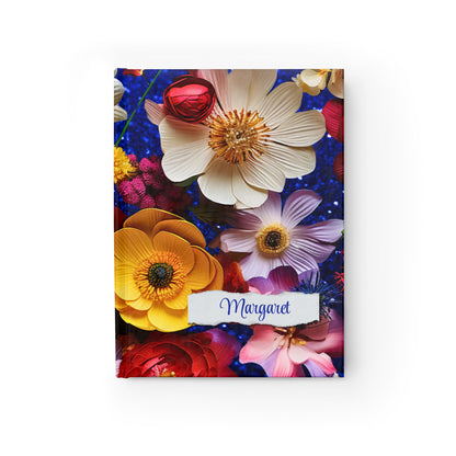 Personalized Name Flower Sparkle Journal | Custom Floral Hardcover Notebook | Unique Gift for Her
