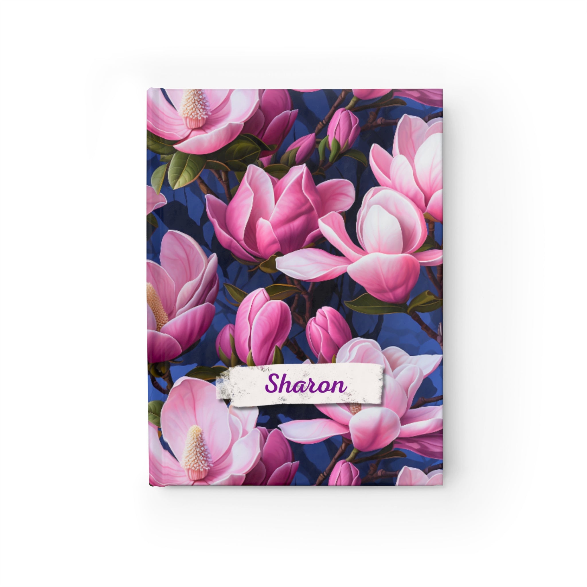 Custom Name Magnolia Blossom Journal: Floral Hardcover Notebook