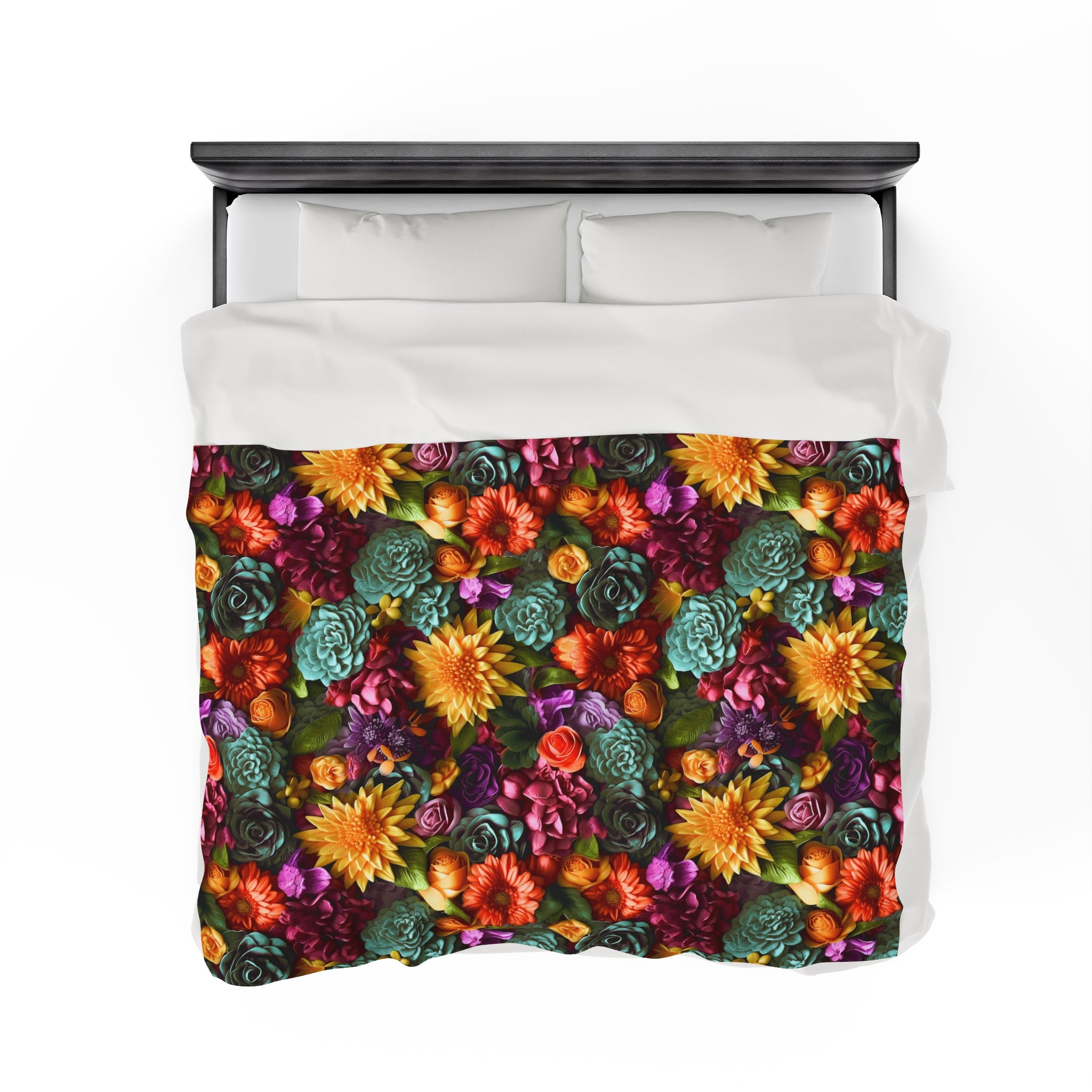 Velveteen Plush Blanket | Vintage Boho Floral Blanket / Super Soft Spring Flowers Throw Blanket from The Curated Goose