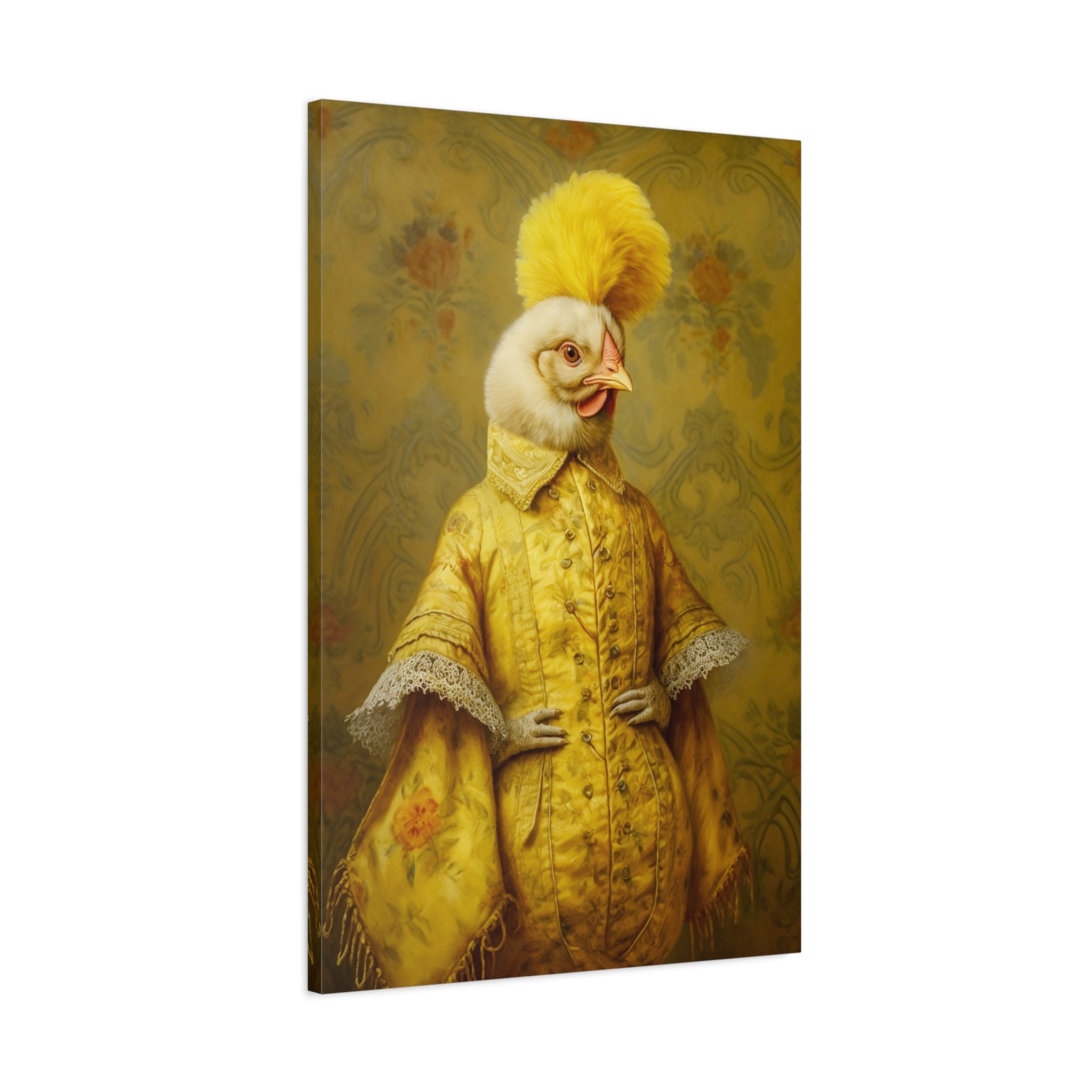 Renaissance Hen Gallery Wrapped Canvas | Victorian Chicken Portrait
