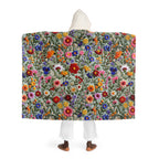 Hooded Sherpa Blanket | Faux Embroidery Flowers
