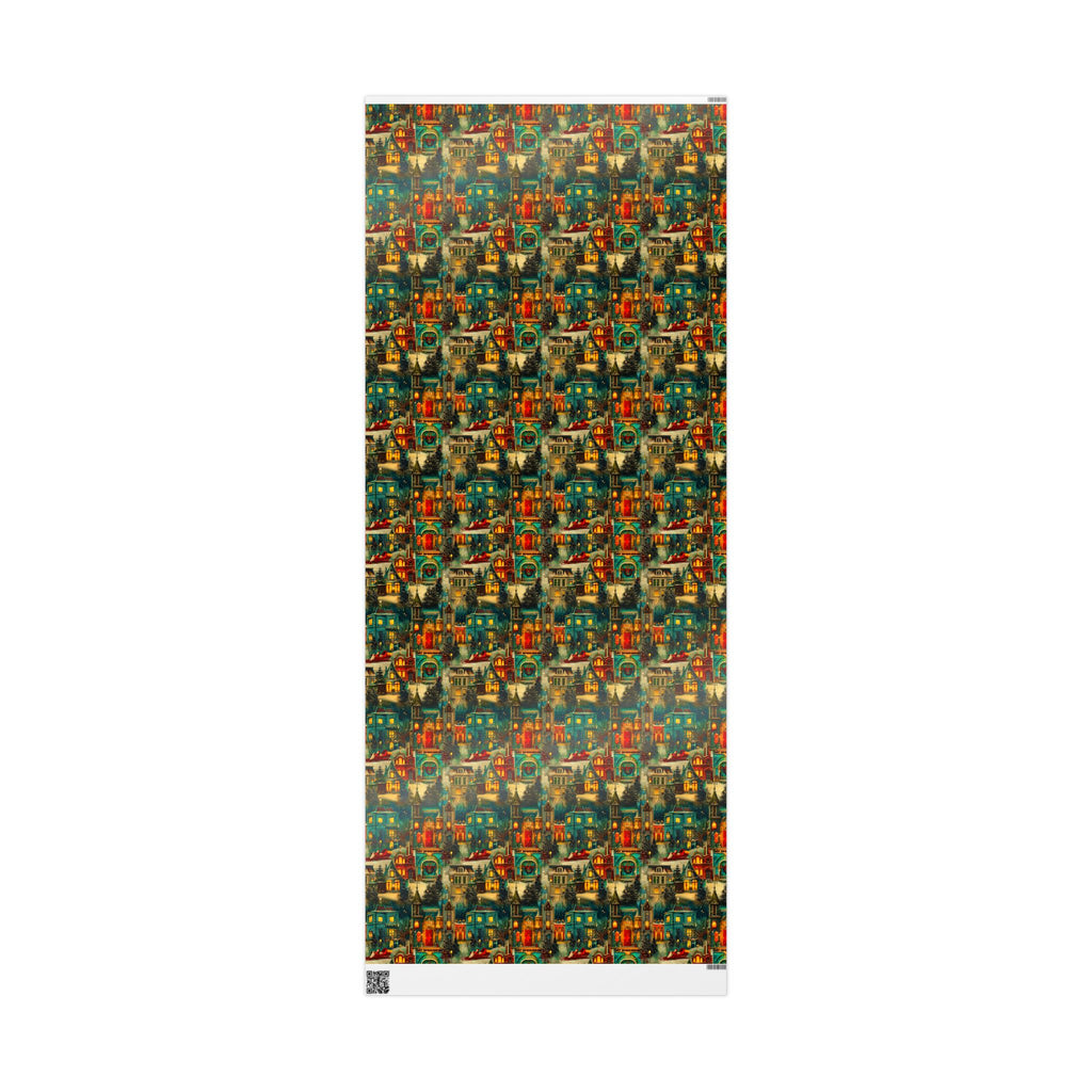 Vintage Victorian Santa in Festive Neighborhood Wrapping Paper – Luxurious & One-of-a-Kind Holiday Magic