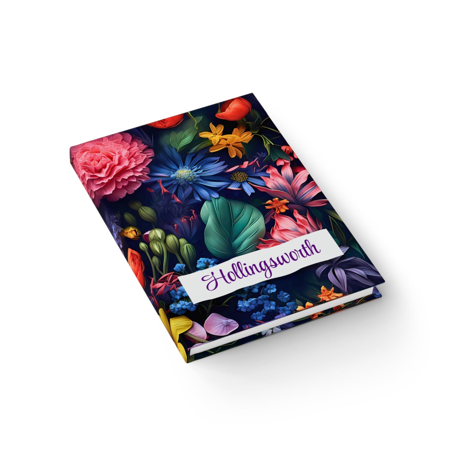 Personalized Name Moody Flowers Journal | Custom Dark Floral Hardcover Notebook | Unique Floral Diary Gift for Her