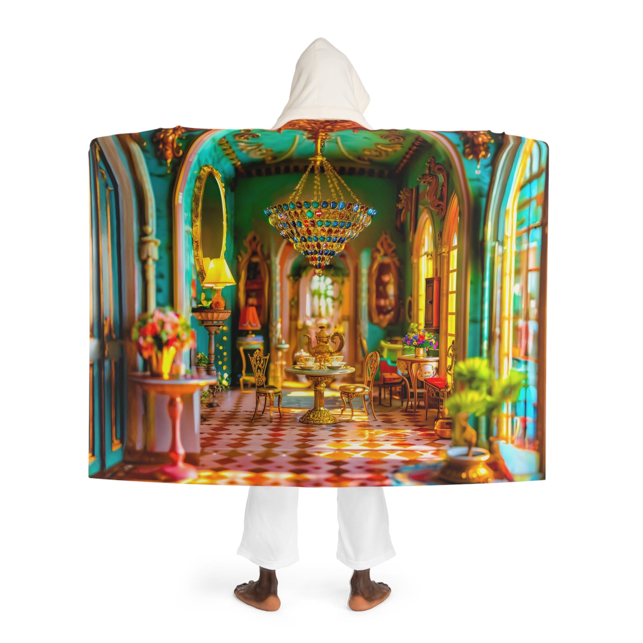 Hooded Sherpa Fleece Blanket | Castle Interior Room