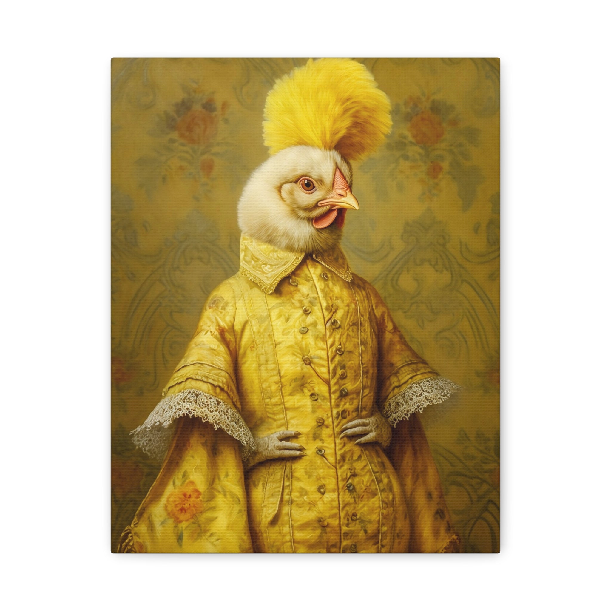 Renaissance Hen Gallery Wrapped Canvas | Victorian Chicken Portrait