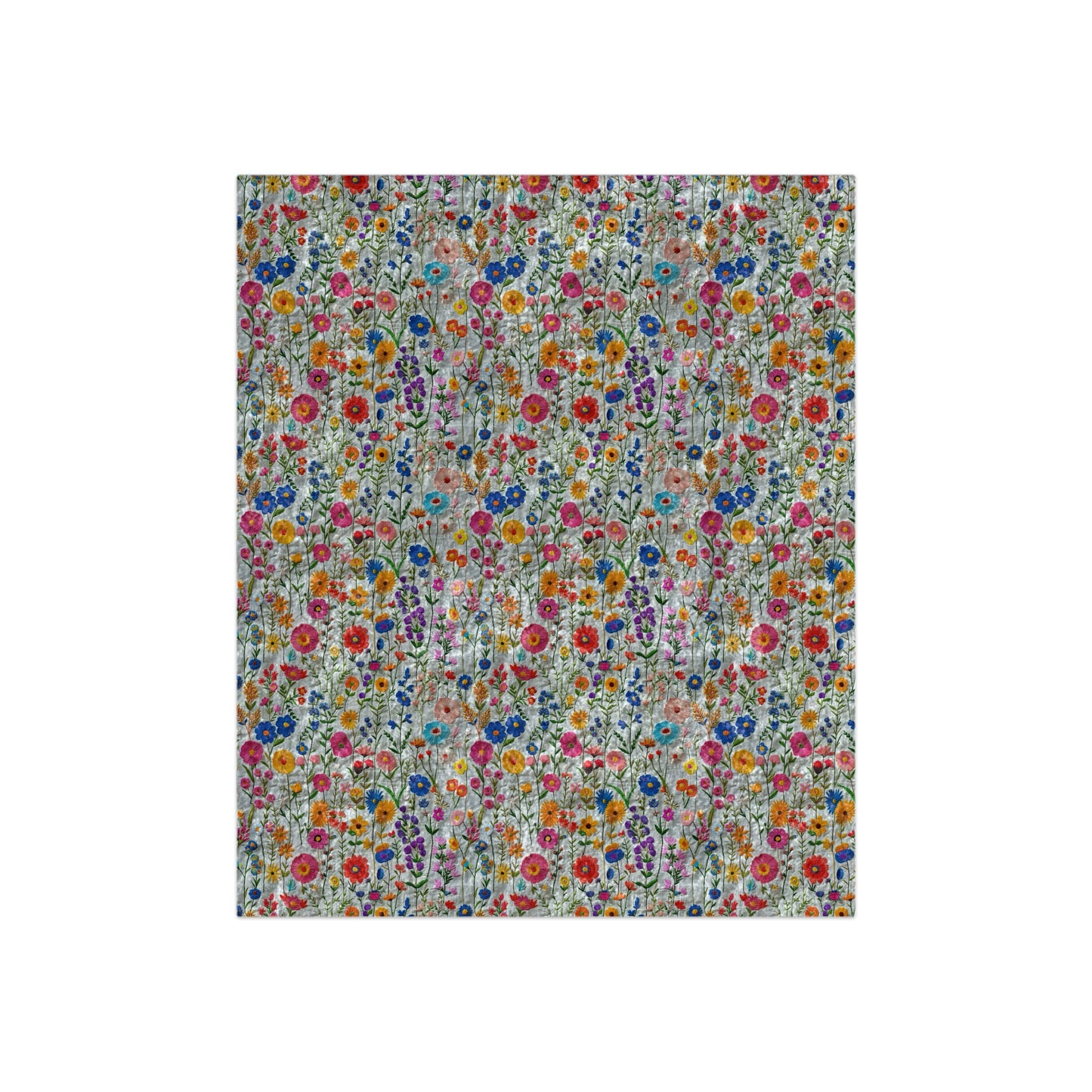 Crushed Velvet Blanket with Faux Embroidery Floral Pattern