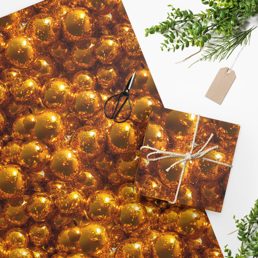 Gold Christmas Ornaments Wrapping Paper Rolls from The Curated Goose