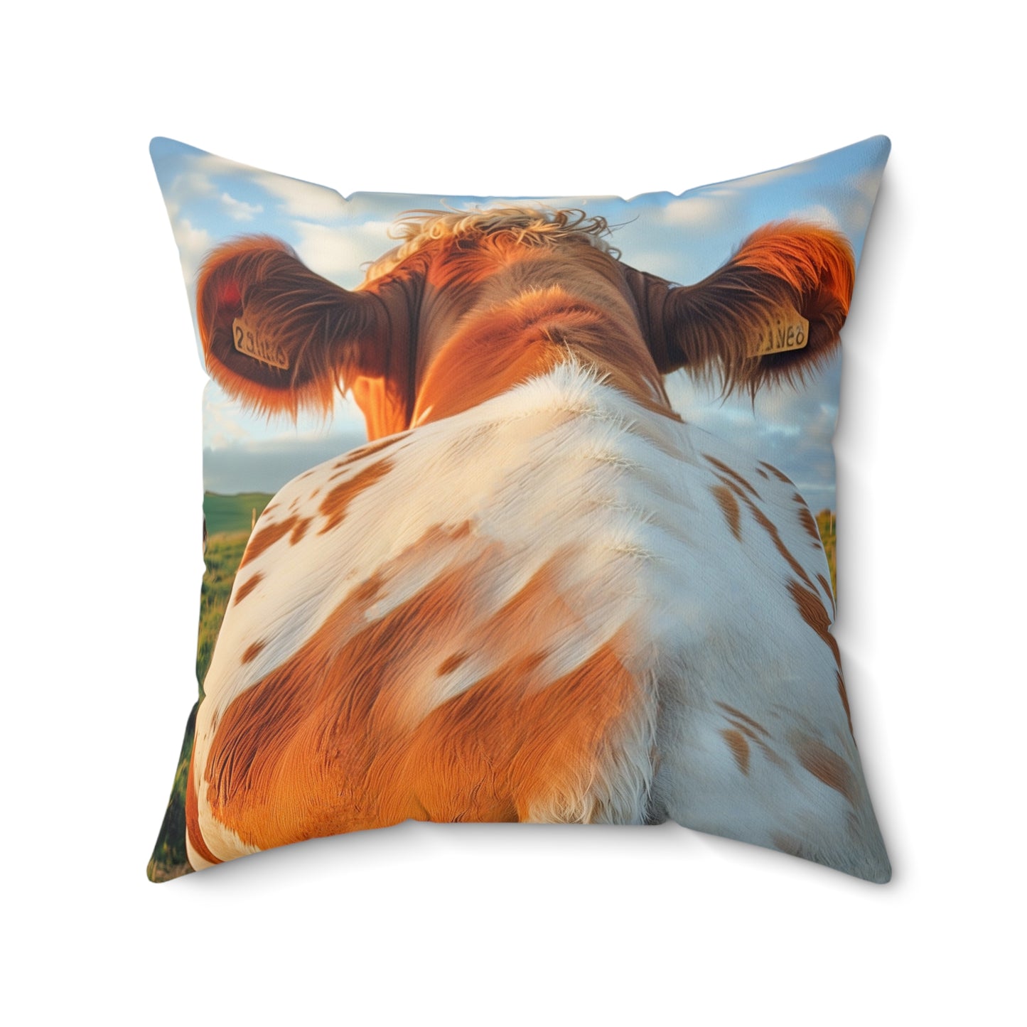 Square Pillow Cow Heads and Tails Faux Suede