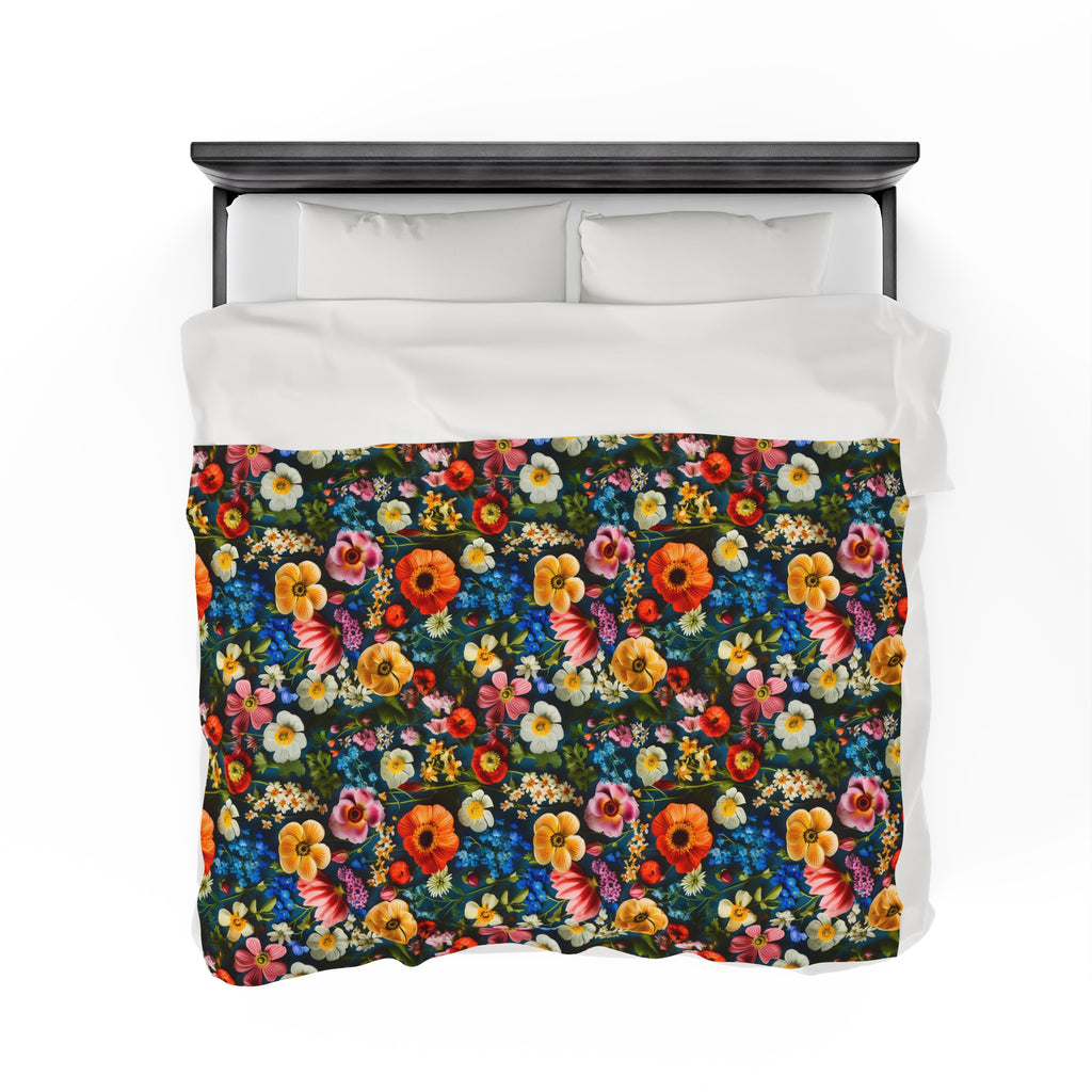 Velveteen Plush Blanket | Boho Floral Throw Blanket from The Curated Goose